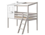 Classic Mid-high Bed with 1/2 House, grey washed/white