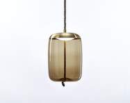 Knot Small Cilindro PC1034 Pendant Lamp, smoke brown / brass