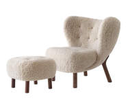 Little Petra VB1 Lounge Chair and pouf ATD1, walnut/sheepskin Moonlight