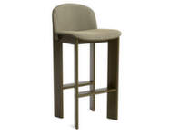 Chisel 35 Bar Stool H75, green umber lacquered beech / Linara 313