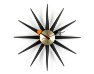 Sunburst Clock, black/brass