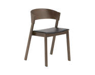 Cover Side Chair, black leather / stained dark brown