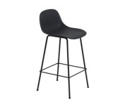 Fiber Stool 65cm with Backrest, Tube Base, black