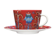 Taika Cappuccino Cup with Saucer, red