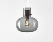 Awa Medium PC1129 Pendant Lamp, smoke grey / walnut