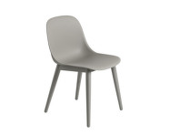 Fiber Side Chair Wood Base, grey