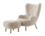 Petra VB3 Lounge Chair and Pouf ATD1, oak/sheepskin Moonlight