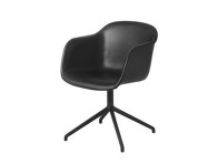 Fiber Armchair Swivel Base, black leather