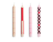 Pattern Candle, set of 4, reds and bordeaux