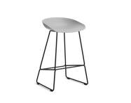 AAS 38 Bar Stool Low Black Steel, concrete grey