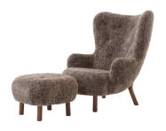 Petra VB3 Lounge Chair and Pouf ATD1, walnut/sheepskin Sahara