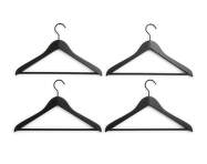Smooth Coat Hanger Slim with Bar set of 4 pcs, black