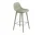 Fiber Stool 65cm with Backrest, Wood Base, dusty green