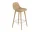 Fiber Stool 65cm with Backrest, Wood Base, ochre