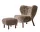 Little Petra VB1 Lounge Chair and pouf ATD1, walnut/sheepskin Sahara