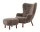 Petra VB3 Lounge Chair and Pouf ATD1, walnut/sheepskin Sahara