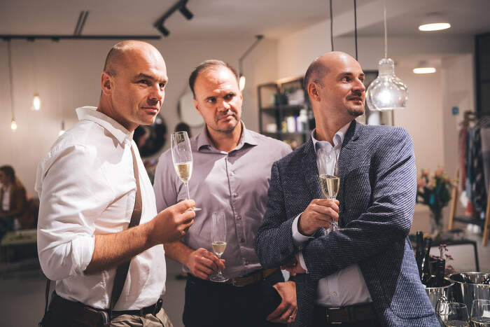 Zdeněk Zeiner, Jiří Zavadil (Vitra) & Michal Horak (DesignVille) – DesignVille Showroom Opening 2018